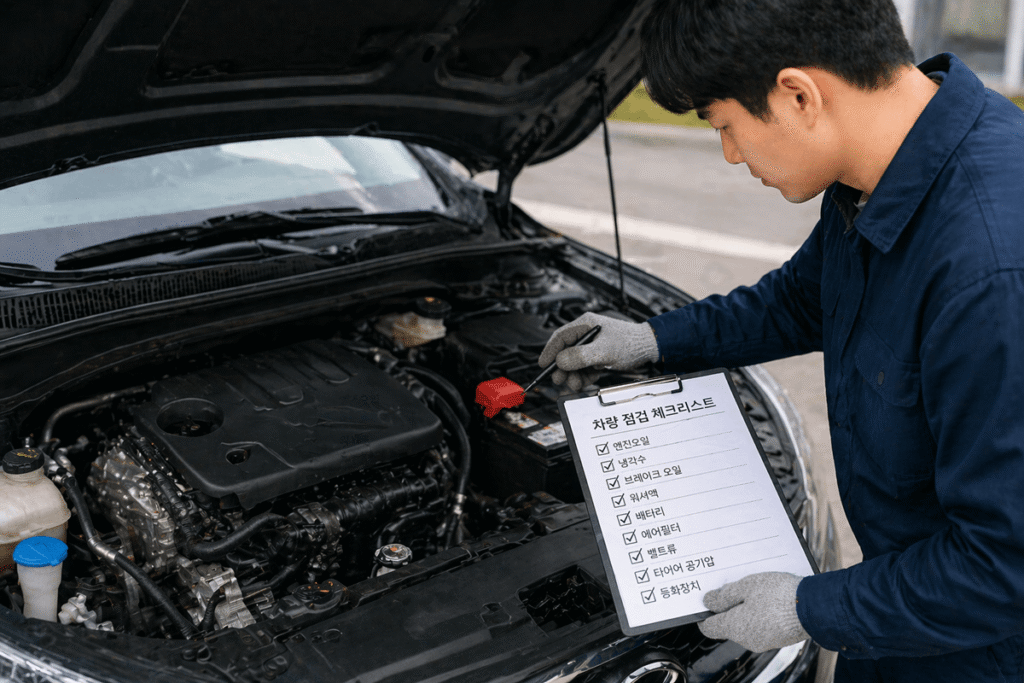 체크리스트를 보며 점검하는 모습