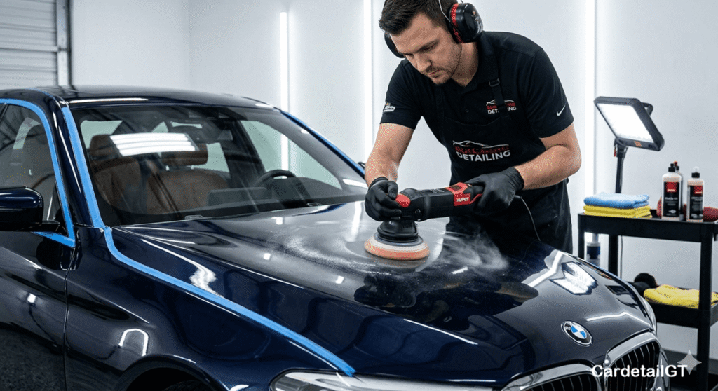 폴리싱에 집중하고 있는 남자